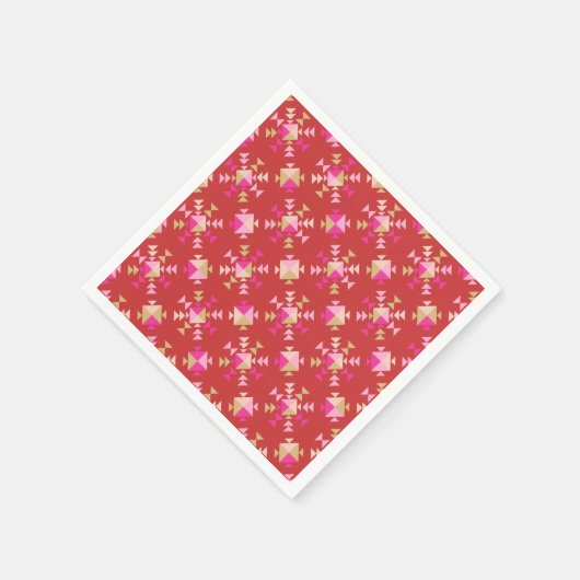 Modern Rood Roze Goud Geometrisch Sneeuwvlokken Pa Servet (Hoek)