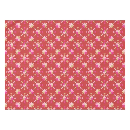 Modern Rood Roze Goud Geometrisch Sneeuwvlokken Pa Tafelkleed (Voorkant (Horizontaal))