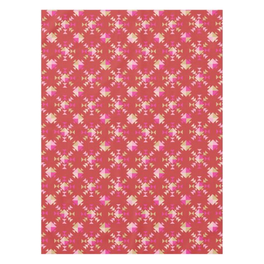 Modern Rood Roze Goud Geometrisch Sneeuwvlokken Pa Tafelkleed (Voorkant)