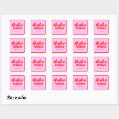 Modern Rood Roze Handschrift Retro Bruiloft Vierkante Sticker (Vel)