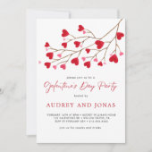 Modern rood roze harten Galentine's Day Party Kaart (Voorkant)