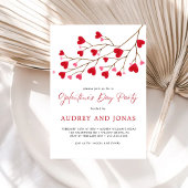 Modern rood roze harten Galentine's Day Party Kaart