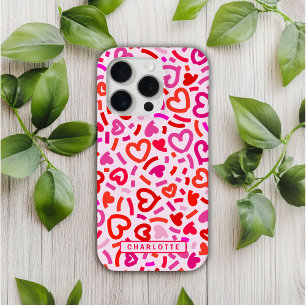 Modern Rood Roze Paarse Romantische Liefde Hart Pa iPhone 15 Pro Case