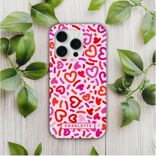 Modern Rood Roze Paarse Romantische Liefde Hart Pa Case-Mate iPhone Case