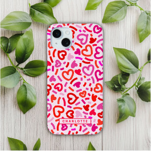Modern Rood Roze Paarse Romantische Liefde Hart Pa iPhone 15 Mini Hoesje