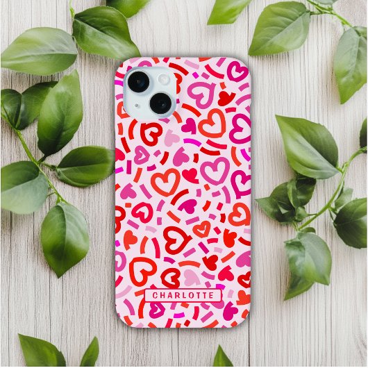 Modern Rood Roze Paarse Romantische Liefde Hart Pa Case-Mate iPhone Case