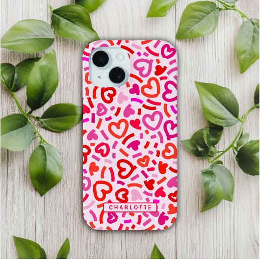 Modern Rood Roze Paarse Romantische Liefde Hart Pa Case-Mate iPhone Case