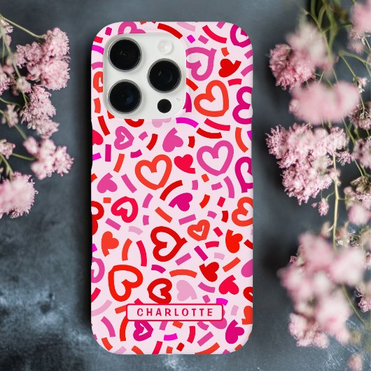 Modern Rood Roze Paarse Romantische Liefde Hart Pa Case-Mate iPhone Case