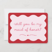 Modern Rood & Roze Trendy Maid of Honor Voorstel Notitiekaartje (Voorkant)