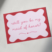 Modern Rood & Roze Trendy Maid of Honor Voorstel Notitiekaartje