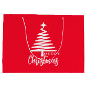 Modern Rood Schattige Vrolijk Kerstboom cadeauzakj Groot Cadeauzakje (Achterkant)