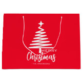 Modern Rood Schattige Vrolijk Kerstboom Naam cadea Groot Cadeauzakje (Voorkant)
