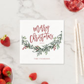Modern Rood Schrift Kerst Groen Servet (Insitu)