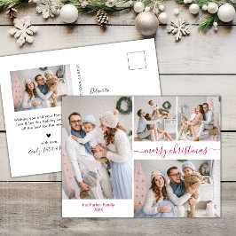 Modern rood script 5 meerdere kerstfoto briefkaart