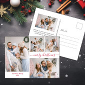Modern rood script 5 meerdere kerstfoto briefkaart