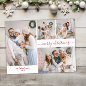 Modern rood script 5 meerdere kerstfoto briefkaart