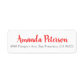 Modern rood Script-adreslabel Etiket (Voorkant)