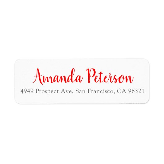 Modern rood Script-adreslabel Etiket (Voorkant)