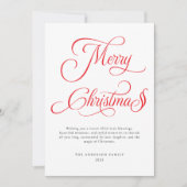 Modern rood script Elegant vrolijk kerstfeest Feestdagenkaart (Voorkant)