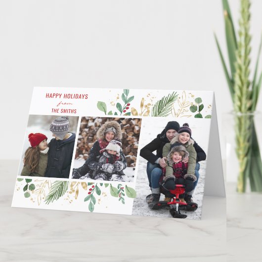 Modern rood script groen bulal festive feestdagen kaart