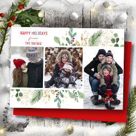 Modern rood script groen bulal festive feestdagenkaart