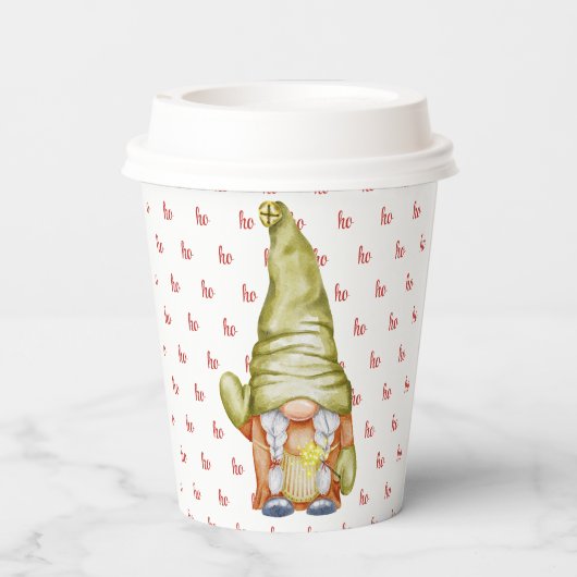 Modern rood script Hohoho Gnomies Vakantie Papieren Bekers (Achterkant)