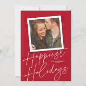 Modern rood script is het gelukkigste Vakantie fot Feestdagenkaart (Voorkant)