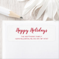 Modern rood script kerst retour adres
