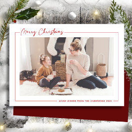 Modern rood script minimalistisch voor kerstmis fo feestdagenkaart