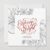 Modern rood script pine Bough Minimalist Floral Feestdagenkaart (Voorkant)