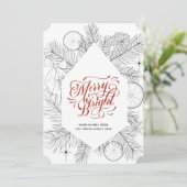 Modern rood script pine Bough Minimalist Floral Feestdagenkaart (Staand voorkant)