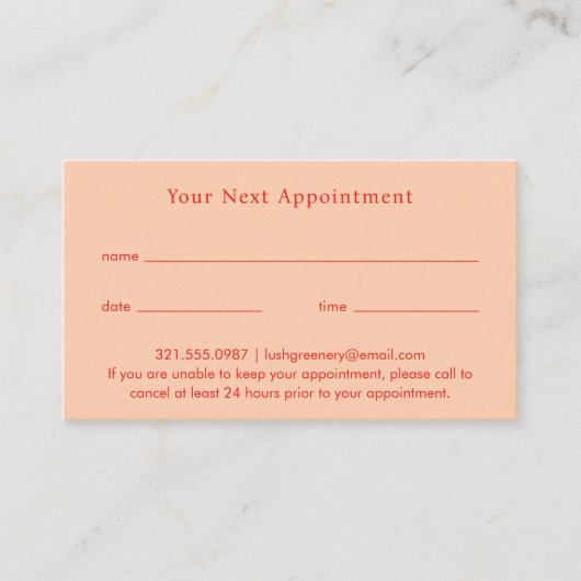 Modern rood Sinaasappel Abstract Elegant Afsprakenkaartje (Voorkant)