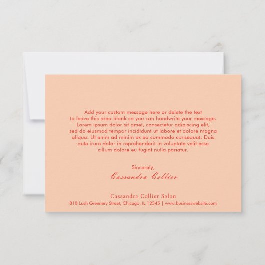 Modern rood Sinaasappel Abstract Elegant Bedankkaart (Achterkant)