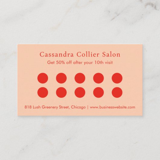 Modern rood Sinaasappel Abstract Elegant Klantenkaartje (Achterkant)