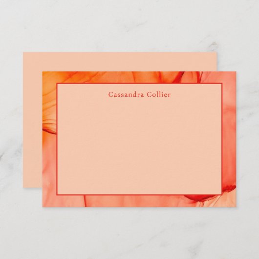 Modern rood Sinaasappel Abstract Elegant Notitiekaartje (Voorkant / Achterkant)