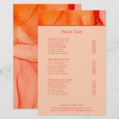 Modern rood Sinaasappel Abstract Elegant prijslijs (Voorkant / Achterkant)