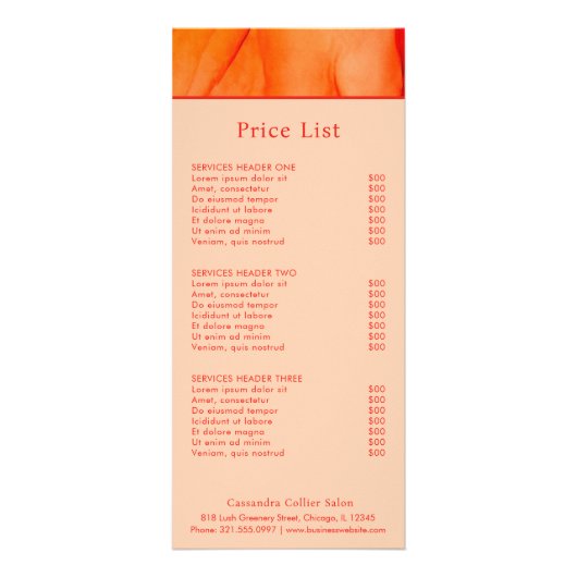 Modern rood Sinaasappel Abstract Elegant Reclamekaart (Voorkant)