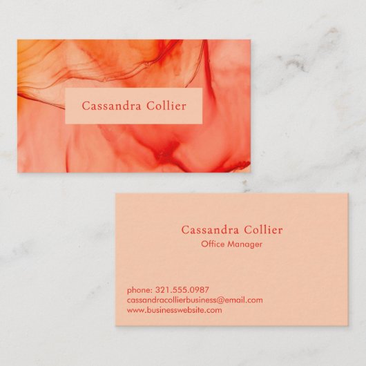 Modern rood Sinaasappel Abstract Elegant Visitekaartje (Voorkant / Achterkant)