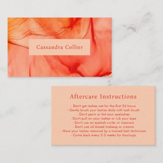 Modern rood Sinaasappel Abstract Elegant Visitekaartje (Voorkant / Achterkant)