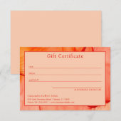 Modern rood Sinaasappel Elegant Cadeaubon (Voorkant / Achterkant)