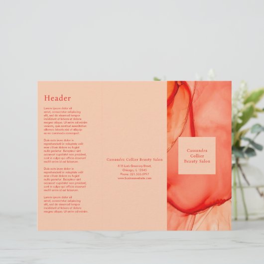 Modern rood Sinaasappel Elegant Trifold Brochure (Staand voorkant)