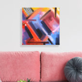 Modern Rood Sinaasappel Zwart Roze Blauw Abstracti Canvas Afdruk (Insitu (Woonkamer))