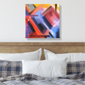 Modern Rood Sinaasappel Zwart Roze Blauw Abstracti Canvas Afdruk (Insitu (Slaapkamer))