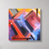 Modern Rood Sinaasappel Zwart Roze Blauw Abstracti Canvas Afdruk (Voorkant)