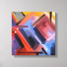 Modern Rood Sinaasappel Zwart Roze Blauw Abstracti