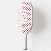 Modern Rood Stippenpatroon Cute Initiële Monogra Pickleball Paddle (Links)