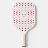 Modern Rood Stippenpatroon Cute Initiële Monogra Pickleball Paddle (Achterkant)