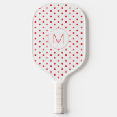 Modern Rood Stippenpatroon Cute Initiële Monogra Pickleball Paddle (Voorkant)