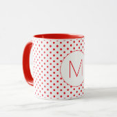 Modern Rood Stippenpatroon Mooie Initiële Monogram Mok (Voorkant links)