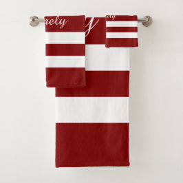 Modern rood strepenpatroon bad handdoek